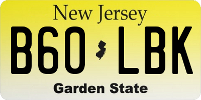NJ license plate B60LBK
