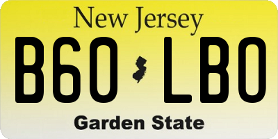 NJ license plate B60LBO