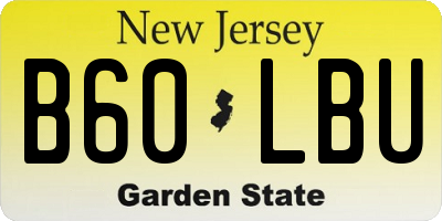 NJ license plate B60LBU