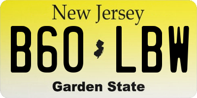 NJ license plate B60LBW