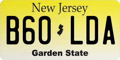 NJ license plate B60LDA