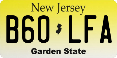 NJ license plate B60LFA
