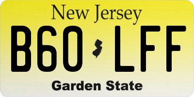 NJ license plate B60LFF
