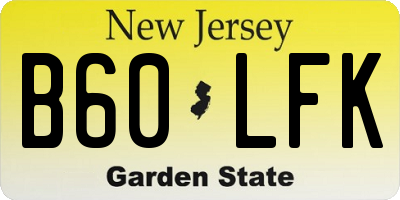 NJ license plate B60LFK