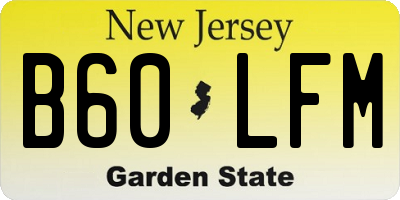 NJ license plate B60LFM