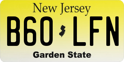 NJ license plate B60LFN