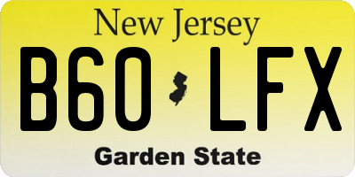 NJ license plate B60LFX