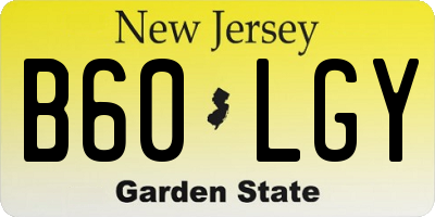 NJ license plate B60LGY