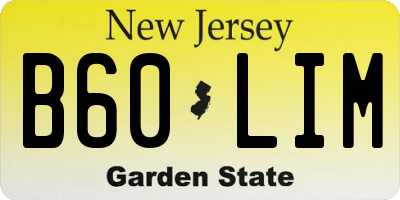 NJ license plate B60LIM