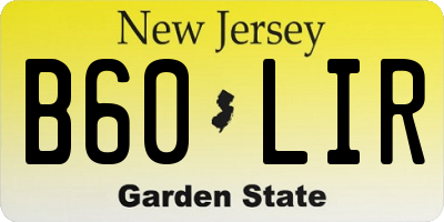 NJ license plate B60LIR