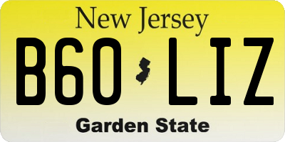 NJ license plate B60LIZ