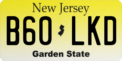 NJ license plate B60LKD