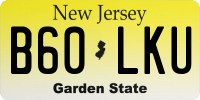 NJ license plate B60LKU