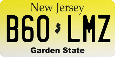 NJ license plate B60LMZ