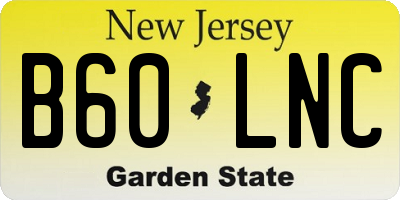 NJ license plate B60LNC