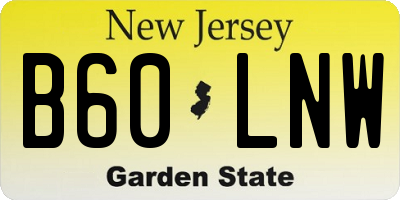NJ license plate B60LNW