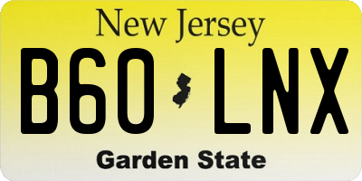 NJ license plate B60LNX