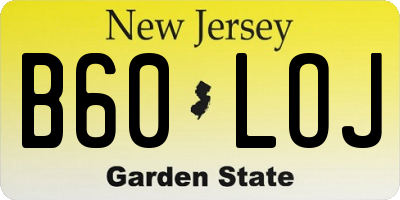 NJ license plate B60LOJ