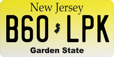 NJ license plate B60LPK