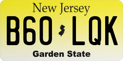 NJ license plate B60LQK