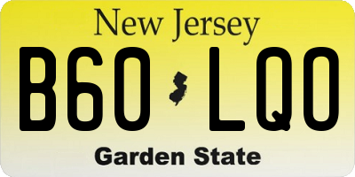 NJ license plate B60LQO