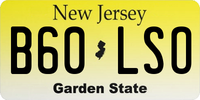 NJ license plate B60LSO