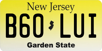 NJ license plate B60LUI