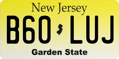 NJ license plate B60LUJ