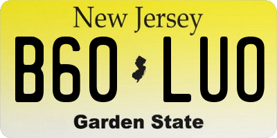 NJ license plate B60LUO
