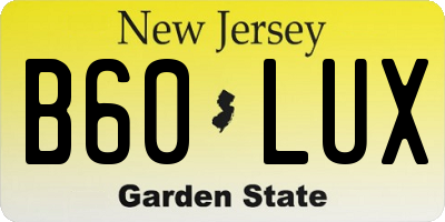 NJ license plate B60LUX