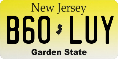 NJ license plate B60LUY