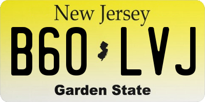 NJ license plate B60LVJ