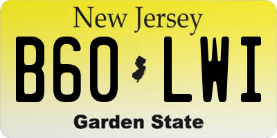 NJ license plate B60LWI