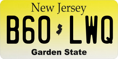 NJ license plate B60LWQ