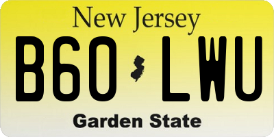 NJ license plate B60LWU