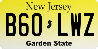 NJ license plate B60LWZ