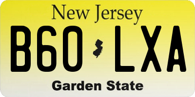 NJ license plate B60LXA