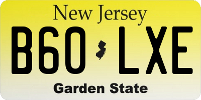 NJ license plate B60LXE