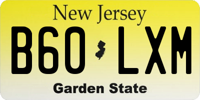 NJ license plate B60LXM