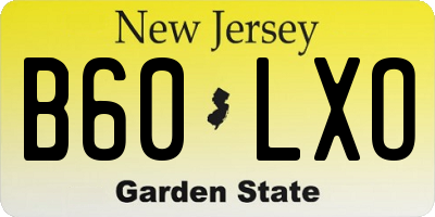 NJ license plate B60LXO