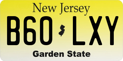 NJ license plate B60LXY