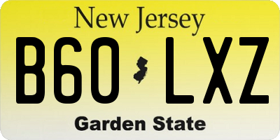 NJ license plate B60LXZ
