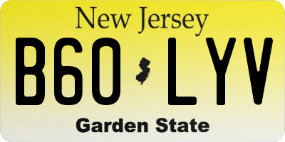 NJ license plate B60LYV