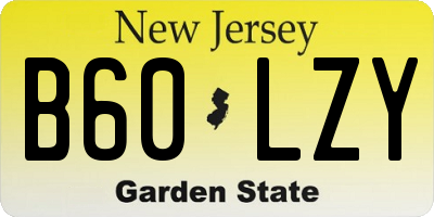 NJ license plate B60LZY