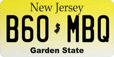 NJ license plate B60MBQ