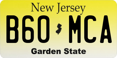 NJ license plate B60MCA