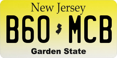 NJ license plate B60MCB