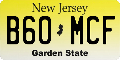 NJ license plate B60MCF