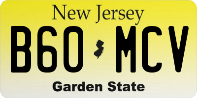NJ license plate B60MCV