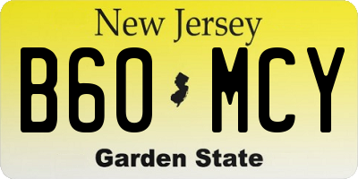 NJ license plate B60MCY